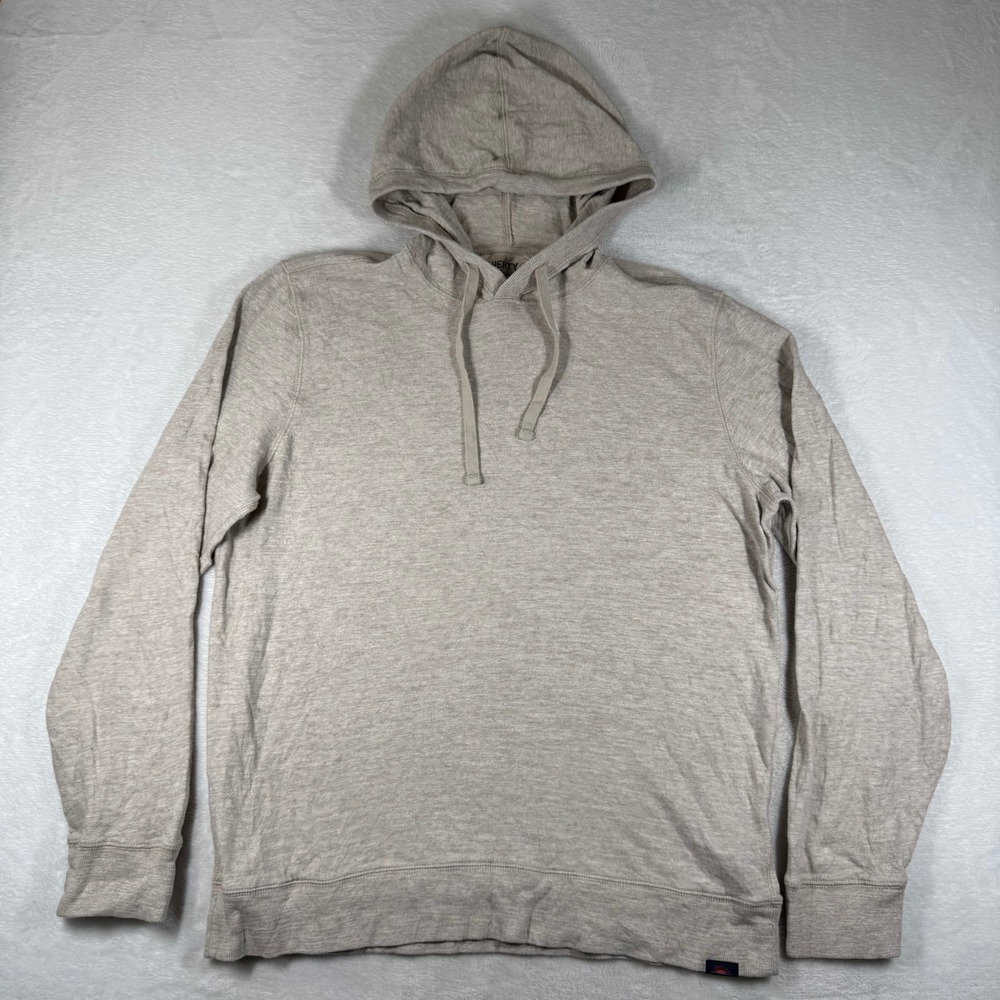 Faherty Sunwashed Organic Cotton Hoodie Mens Large Oatmeal MKC0096-OPH